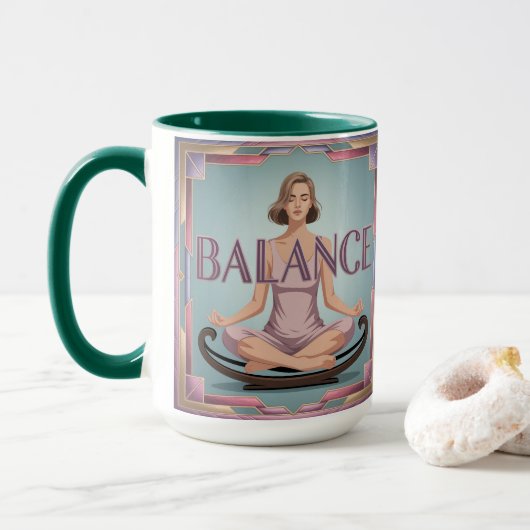 Balance Affirmation Geometric Meditation Mug マグカップ (ドーナツ付き)