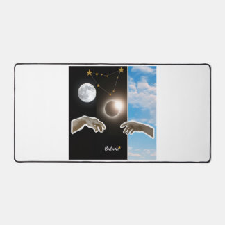 Balance Astrology Eclipse and Moon Surreal Poster デスクマット