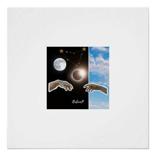 Balance Astrology Eclipse and Moon Surreal Poster ポスター (正面)
