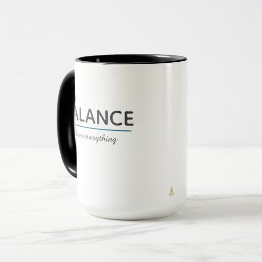 Balance Over Everything – Minimal White Typography マグカップ (正面左)