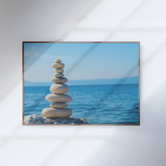 Balance Stones Zen Minimalist Wall Art ポスター