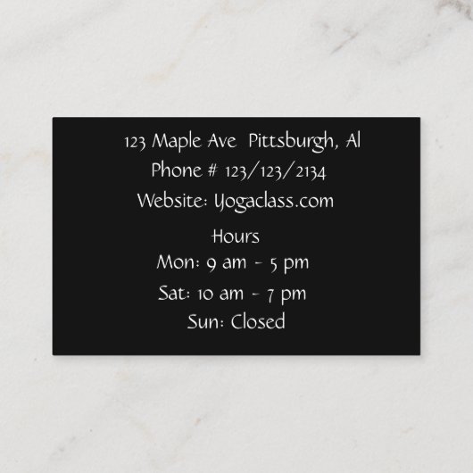 Balance Zen Yoga Business Card 名刺 (裏面)