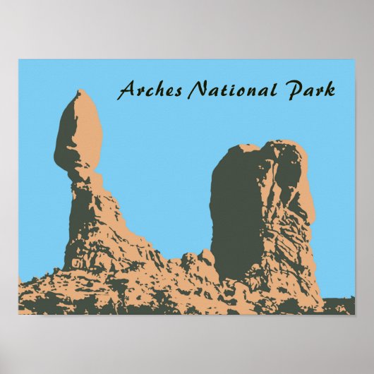 Balanced rock in Arches National Park – ユタ，アメリカ ポスター (正面)
