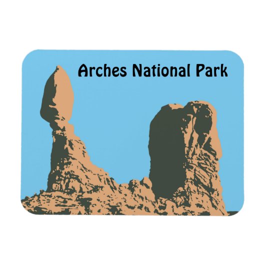 Balanced rock in Arches National Park – ユタ，アメリカ マグネット (横)
