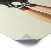 Balancing Cat on Striped Socks, Black Cat ポスター (角)