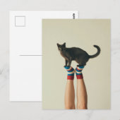 Balancing Cat on Striped Socks, Cat Lovers ポストカード (正面/裏面)