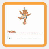 Balancing Circus Bear Gift Label スクエアシール (正面)