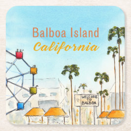 Balboa Island Newport Beach Coaster スクエアペーパーコースター