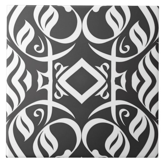 Balckおよび白の装飾的なタイル タイル (正面)