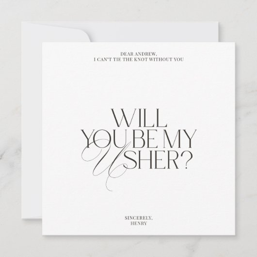 Balck & White Modern Classic Usher Proposal Card 招待状 (正面)