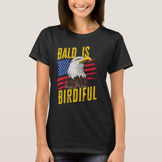 Baldは7月の4番目の美しいBald Eagle American Tシャツ (正面)