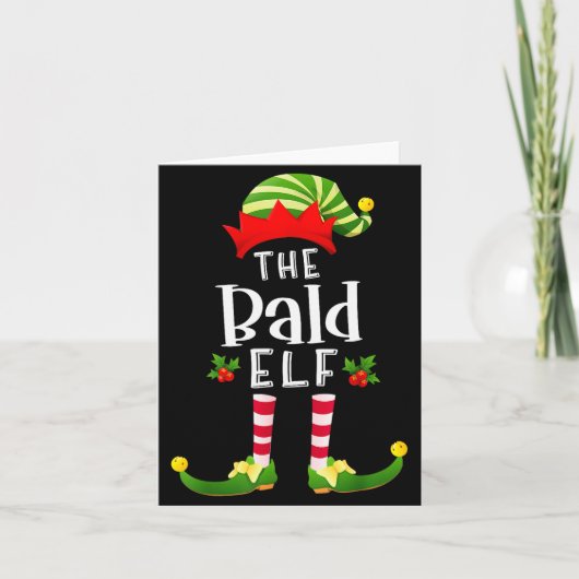 Bald Christmas Elf Matching Pajama X-mas Party  カード (正面)