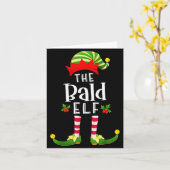 Bald Christmas Elf Matching Pajama X-mas Party  カード (黄色い花)