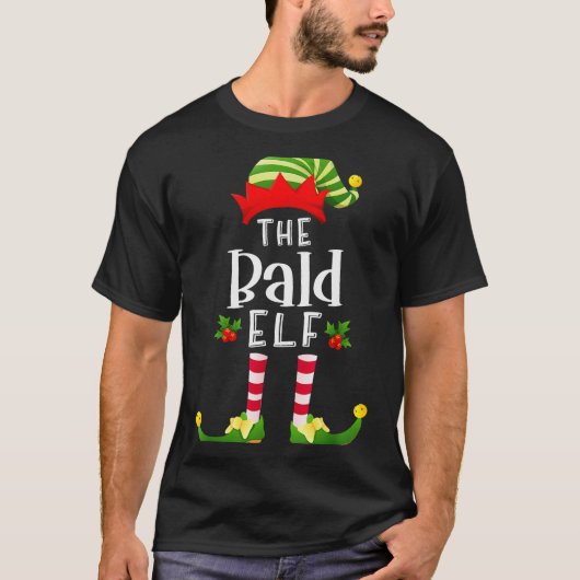 Bald Christmas Elf Matching Pajama X-mas Party  Tシャツ (正面)