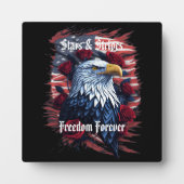 Bald Eagleとストライプ共に星とバラ フォトプラーク (正面)