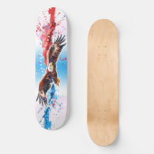 Bald Eagleは赤、白、青のスプラッシュを飛ぶ スケートボード (正面)