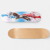 Bald Eagleは赤、白、青のスプラッシュを飛ぶ スケートボード (横)