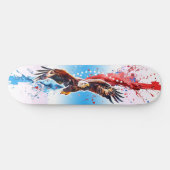 Bald Eagleは赤、白、青のスプラッシュを飛ぶ スケートボード (横)