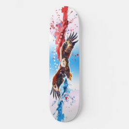 Bald Eagleは赤、白、青のスプラッシュを飛ぶ スケートボード