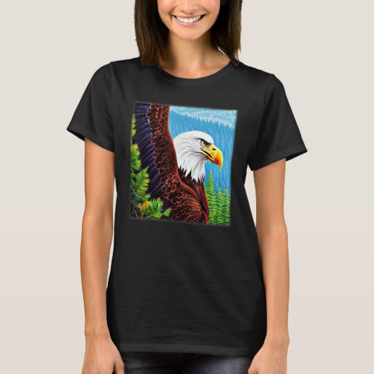 Bald Eagleインプリントアメリカの鳥獣グラフィックモ Tシャツ (正面)