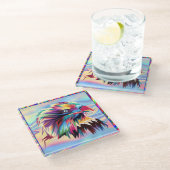 Bald Eagle幾何学的プリズムデザイン-80590 ガラスコースター (アングル)