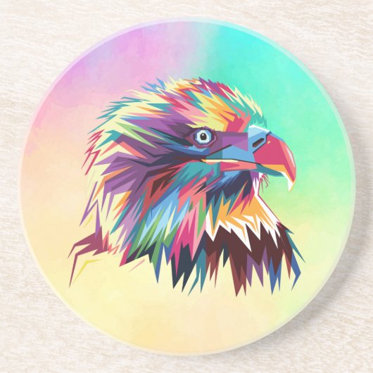 Bald Eagle幾何学的プリズムデザイン-80590 コースター (正面)