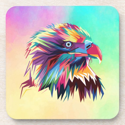 Bald Eagle幾何学的プリズムデザイン-80590 コースター (正面)