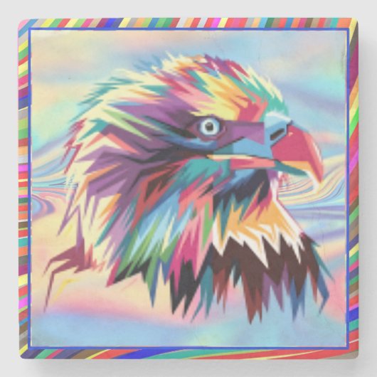 Bald Eagle幾何学的プリズムデザイン-80590 ストーンコースター (正面)
