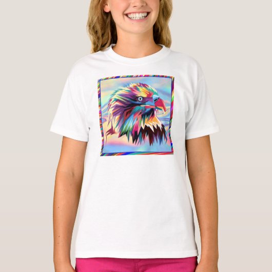 Bald Eagle幾何学的プリズムデザイン-80590 Tシャツ (正面)