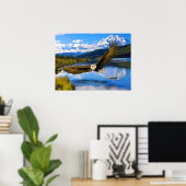 Bald Eagle魚釣りDenali 24インチx 18インチアーカイブ紙 ポスター (ホームオフィス)