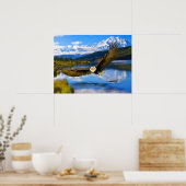 Bald Eagle魚釣りDenali 24インチx 18インチアーカイブ紙 ポスター (キッチン)