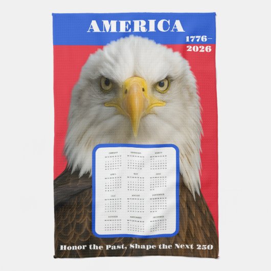 Bald Eagle 2026カレンダー – Patriotic Home Art キッチンタオル (縦)