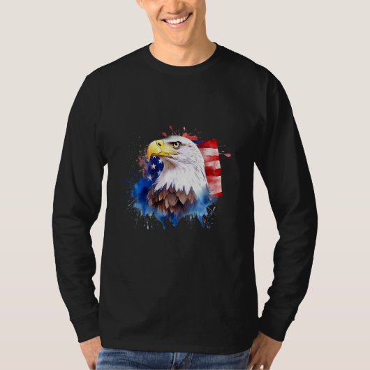 Bald Eagle 4th of July American Flag Country Tee Tシャツ (正面)
