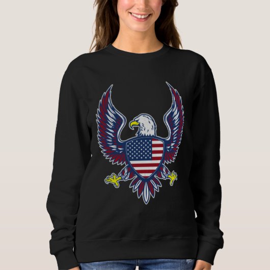 Bald Eagle 4th of July Christmas American Flag Cou スウェットシャツ (正面)