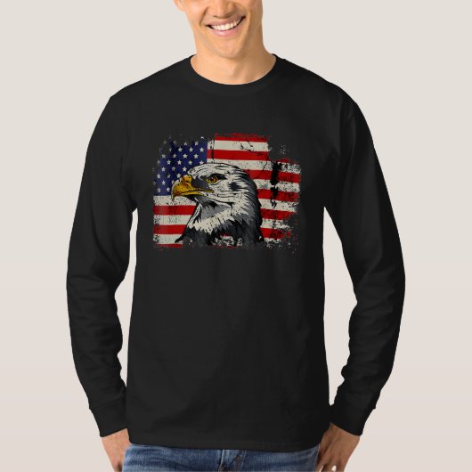 Bald Eagle 4th of July  USA American Flag Country Tシャツ (正面)