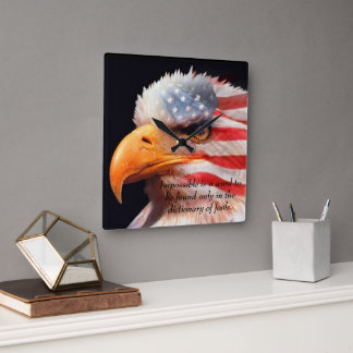 Bald Eagle 7月4日ポスター13 スクエア壁時計