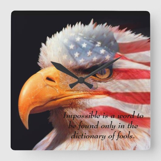 Bald Eagle 7月4日ポスター13 スクエア壁時計 (正面)