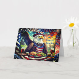 Bald Eagle 7月4日， 5" x 7"折り畳みグリーティングカード カード