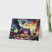 Bald Eagle 7月4日, 5" x 7"折り畳みグリーティングカード カード (正面)