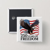 Bald Eagle American Flag 250 Years of Freedom 缶バッジ (正面&裏面)