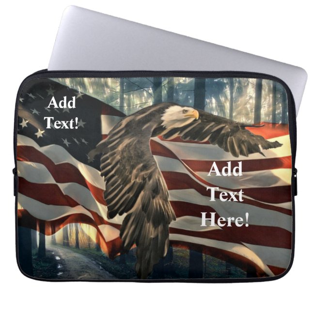 Bald Eagle American Flag Country Road Laptop Slev ラップトップスリーブ (正面)