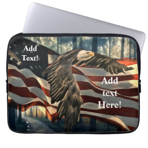Bald Eagle American Flag Country Road Laptop Slev ラップトップスリーブ