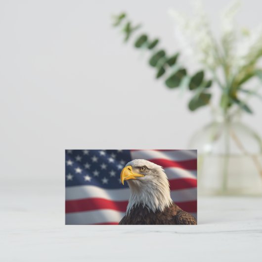 Bald Eagle & American Flag Patriotic 名刺 (スタンド正面)