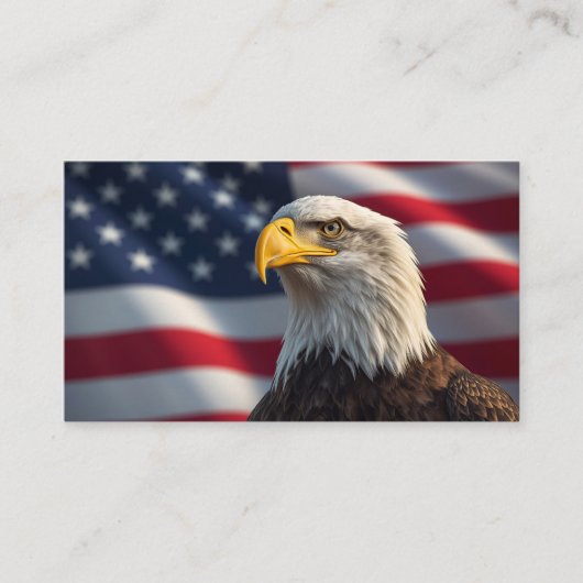 Bald Eagle & American Flag Patriotic 名刺 (正面)