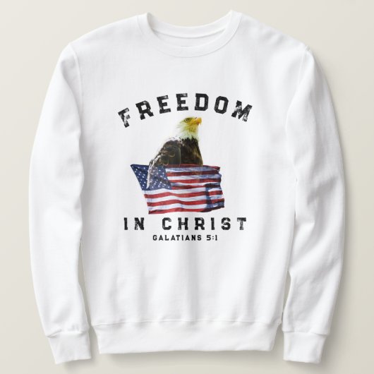 Bald Eagle & American Flag Patriotic Christian スウェットシャツ (デザイン正面)