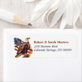 Bald Eagle American Flag Return Address ラベル (インサイチュ)