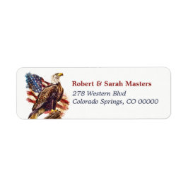 Bald Eagle American Flag Return Address ラベル