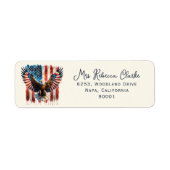 Bald Eagle American Flag Return Address Label ラベル (正面)
