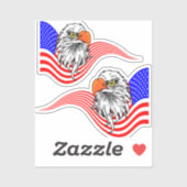 Bald Eagle American USA Flag Patriotic Art   シール (シート)