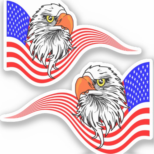 Bald Eagle American USA Flag Patriotic Art   シール (正面)